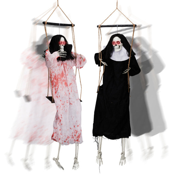 Outdoor Halloween Decorations 2 Packs Hanging Ghosts Decor with Lighted Up Eyes and Horror Scream, 3ft Scary Grim Reaper Swinging Ghost Flying for - product view 2