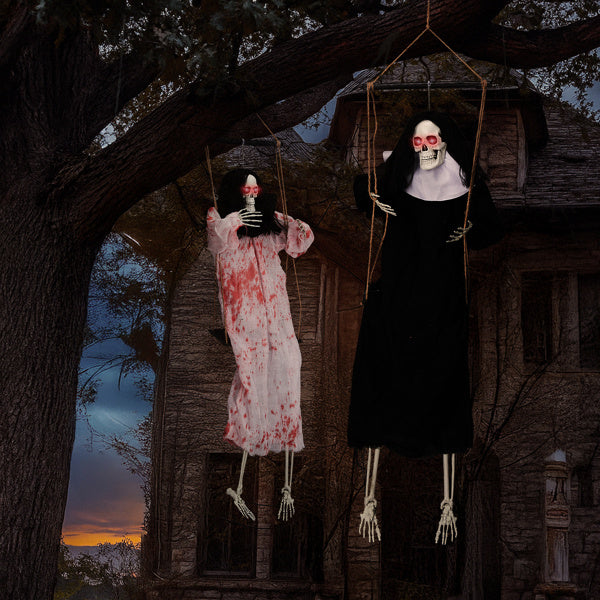 Outdoor Halloween Decorations 2 Packs Hanging Ghosts Decor with Lighted Up Eyes and Horror Scream, 3ft Scary Grim Reaper Swinging Ghost Flying for - product view 13