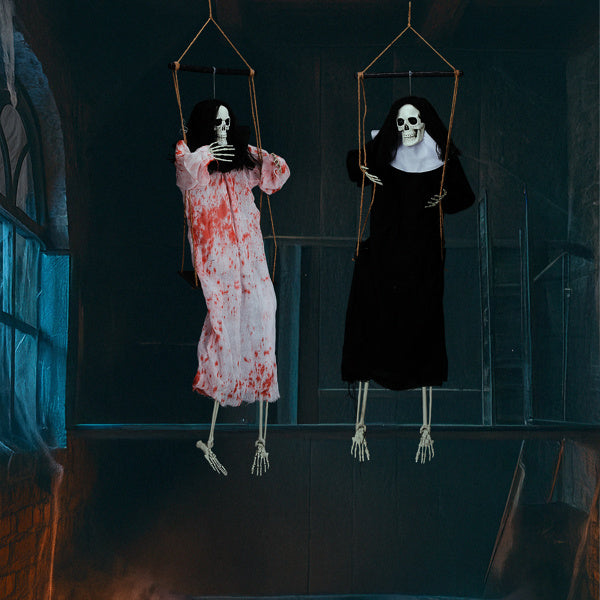 Outdoor Halloween Decorations 2 Packs Hanging Ghosts Decor with Lighted Up Eyes and Horror Scream, 3ft Scary Grim Reaper Swinging Ghost Flying for - product view 3