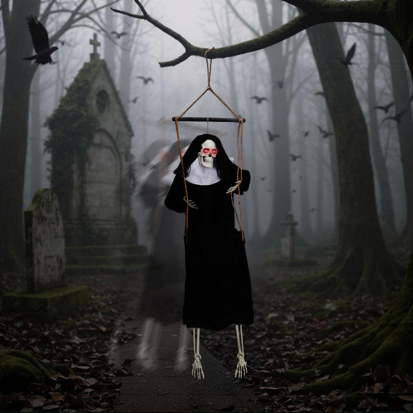 Outdoor Halloween Decorations 2 Packs Hanging Ghosts Decor with Lighted Up Eyes and Horror Scream, 3ft Scary Grim Reaper Swinging Ghost Flying for - product view 10