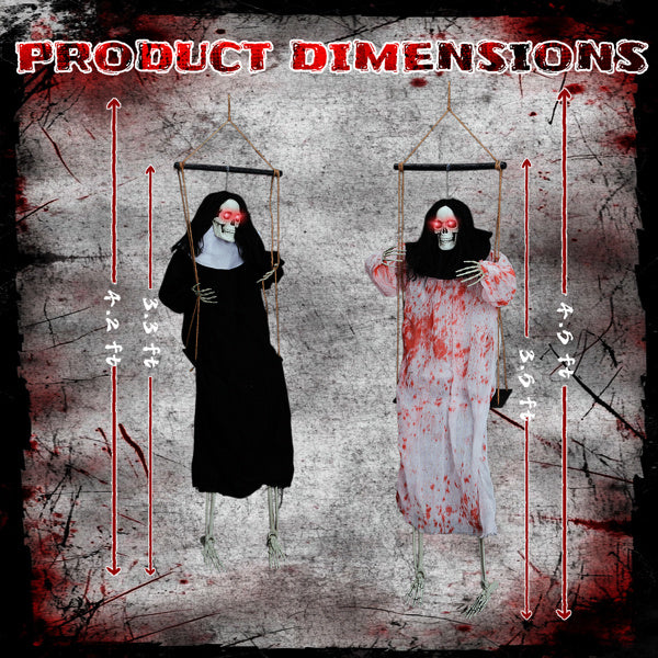 Outdoor Halloween Decorations 2 Packs Hanging Ghosts Decor with Lighted Up Eyes and Horror Scream, 3ft Scary Grim Reaper Swinging Ghost Flying for - product view 8