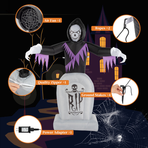 8ft Garden 3pcs LED String Lights Grim Reaper and Grave Inflatable Halloween Decoration - product view 15