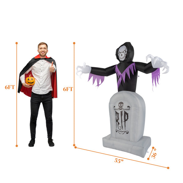 8ft Garden 3pcs LED String Lights Grim Reaper and Grave Inflatable Halloween Decoration - product view 11