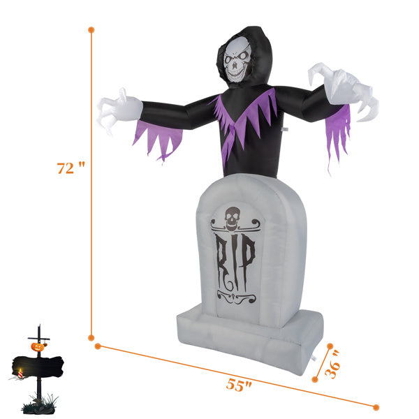 8ft Garden 3pcs LED String Lights Grim Reaper and Grave Inflatable Halloween Decoration - product view 14