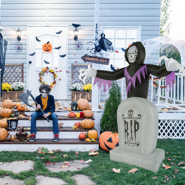 8ft Garden 3pcs LED String Lights Grim Reaper and Grave Inflatable Halloween Decoration - product view 13