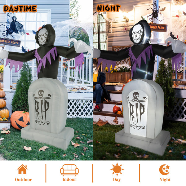 8ft Garden 3pcs LED String Lights Grim Reaper and Grave Inflatable Halloween Decoration - product view 8