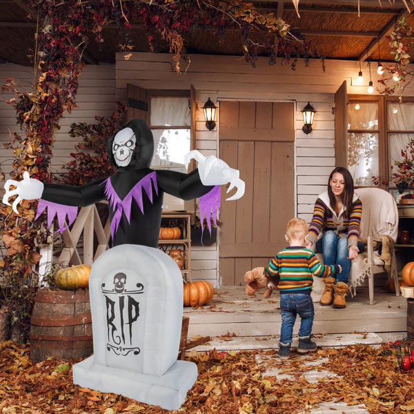 8ft Garden 3pcs LED String Lights Grim Reaper and Grave Inflatable Halloween Decoration - product view 4