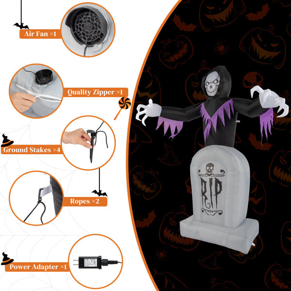 8ft Garden 3pcs LED String Lights Grim Reaper and Grave Inflatable Halloween Decoration - product view 12