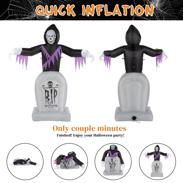 8ft Garden 3pcs LED String Lights Grim Reaper and Grave Inflatable Halloween Decoration - product view 6