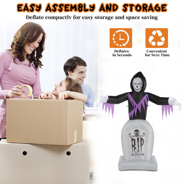 8ft Garden 3pcs LED String Lights Grim Reaper and Grave Inflatable Halloween Decoration - product view 2