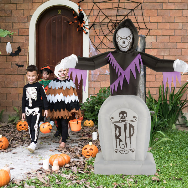 8ft Garden 3pcs LED String Lights Grim Reaper and Grave Inflatable Halloween Decoration - product view 7
