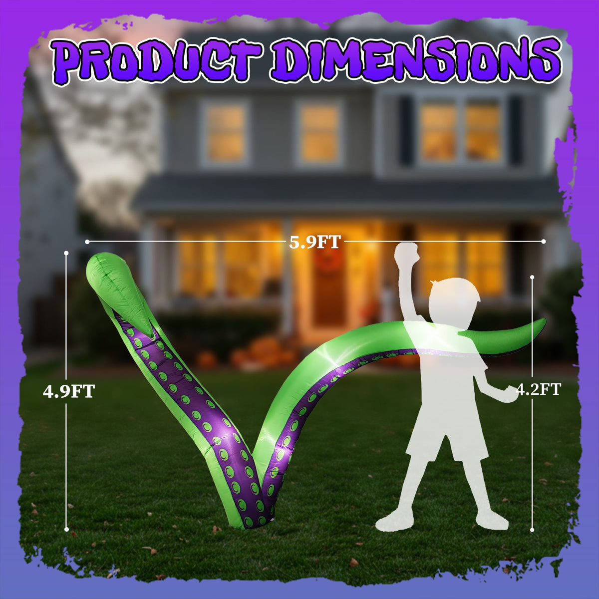 2 Pack Halloween Inflatable Octopus Tentacles Outdoor Decorations, Blow Up Hanging Decoration with Built-in LED Lights, Striking Window Decor for - product view 5