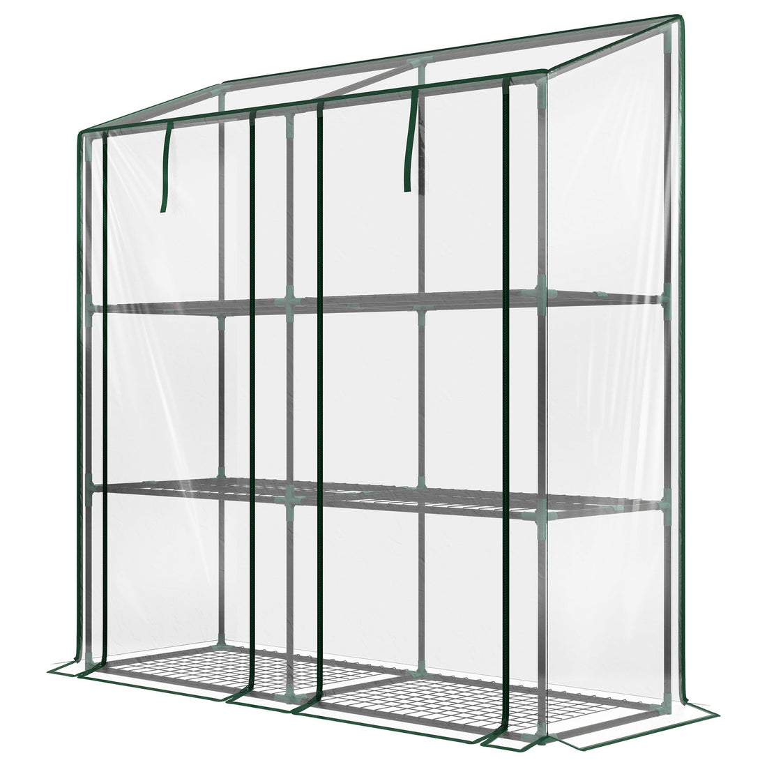 Outsunny Lean-To Portable Greenhouse with 3-Tier Shelves, Clear