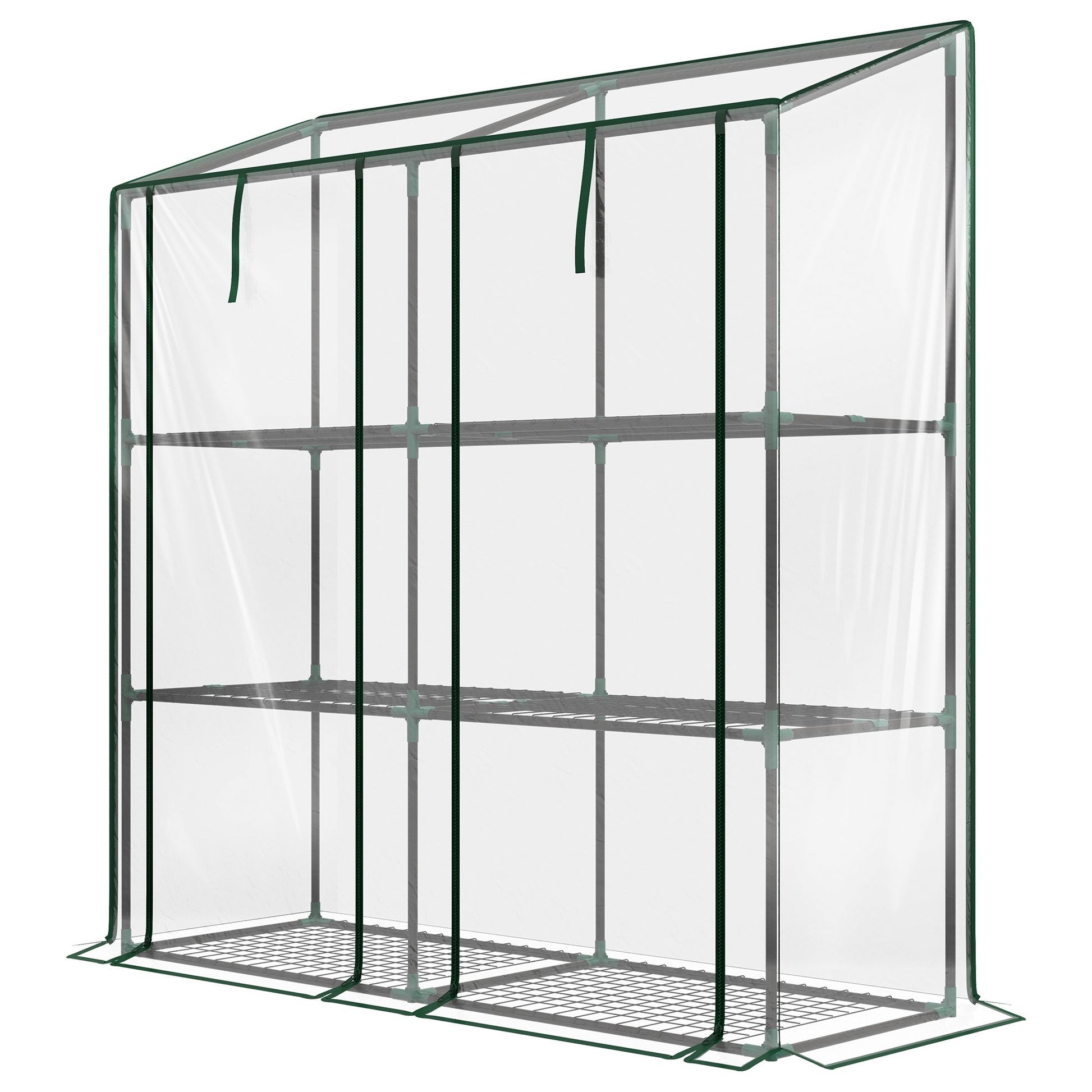 Outsunny Lean-To Portable Greenhouse with 3-Tier Shelves, Clear
