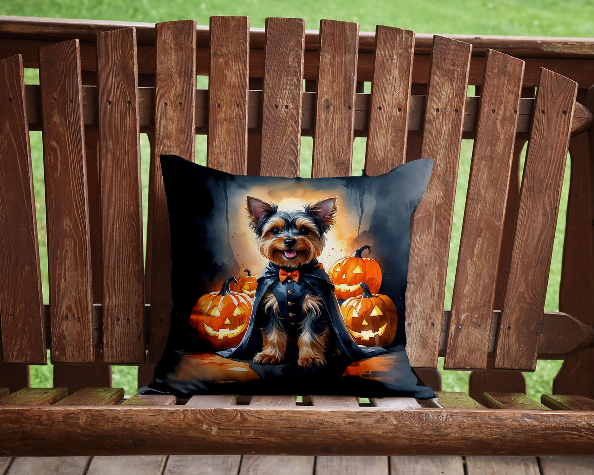 Yorkshire Terrier Yorkie Puppy Halloween Throw Pillow Indoor/Outdoor Decorative Throw Pillow, 14 x 14 in - product view 4