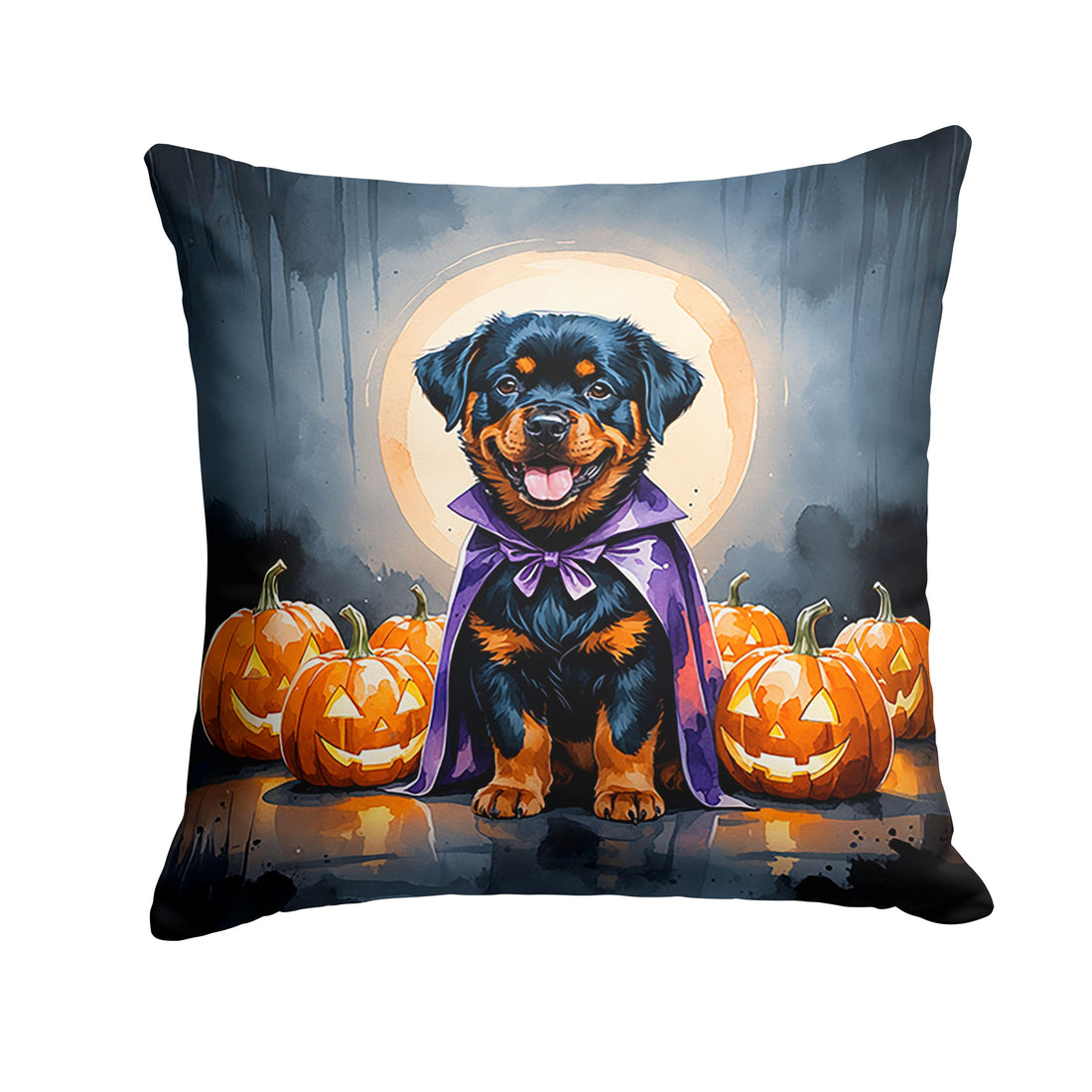 Rottweiler Puppy Halloween Throw Pillow Indoor/Outdoor Decorative Throw Pillow, 18 x 18 in