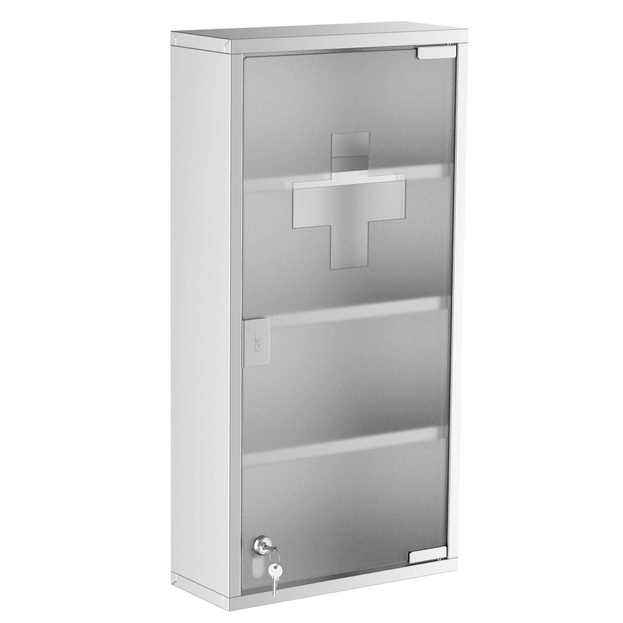 HOMCOM 12 x 24 in Lockable Stainless Steel Medicine Cabinet, Silver