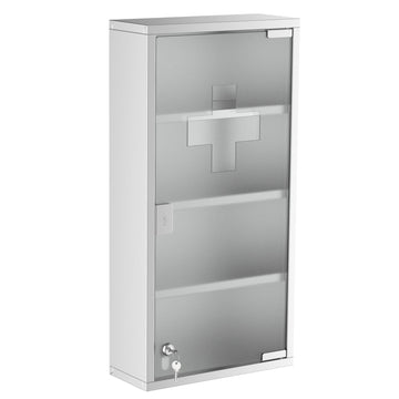 HOMCOM 12 x 24 in Lockable Stainless Steel Medicine Cabinet, Silver