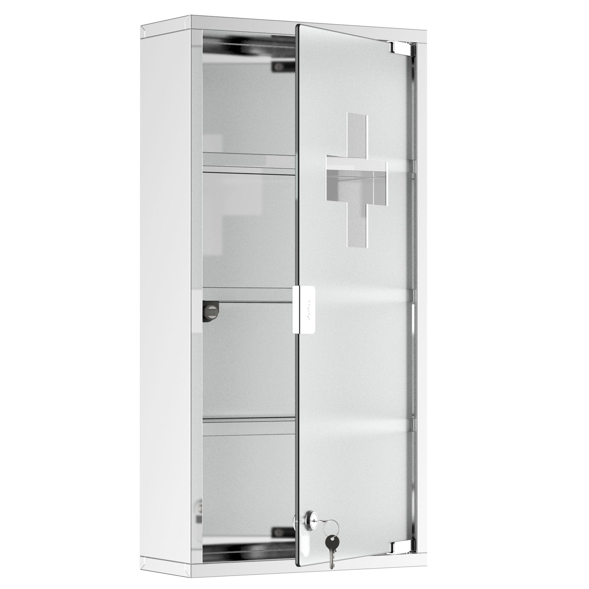 HOMCOM 12 x 24 in Lockable Stainless Steel Medicine Cabinet, Silver