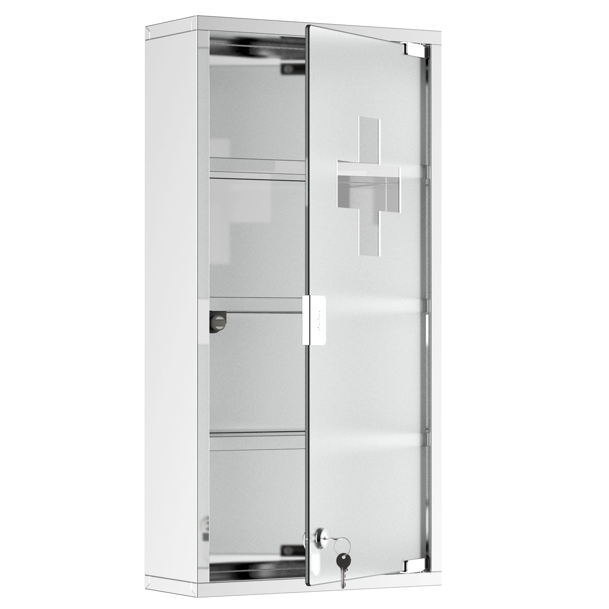 HOMCOM 12 x 24 in Lockable Stainless Steel Medicine Cabinet, Silver