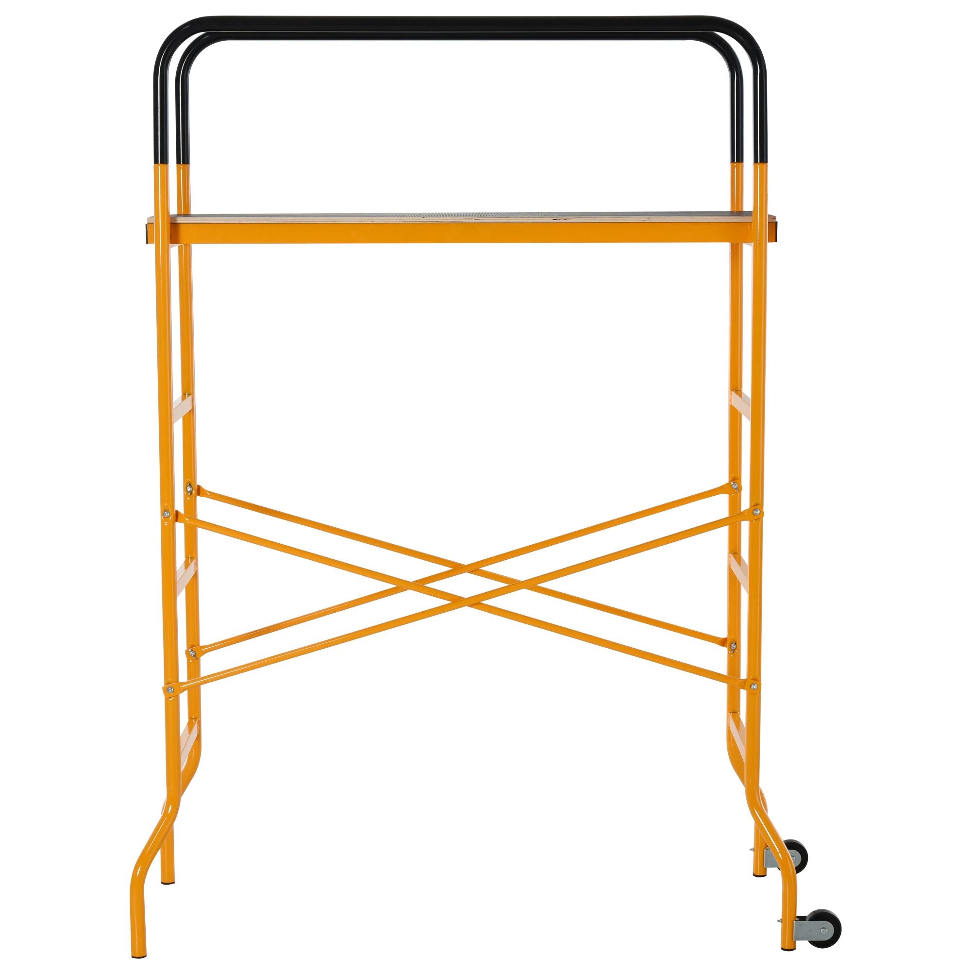 HOMCOM 4-Step Steel Mobile Scaffold Work Platform, Black & Yellow