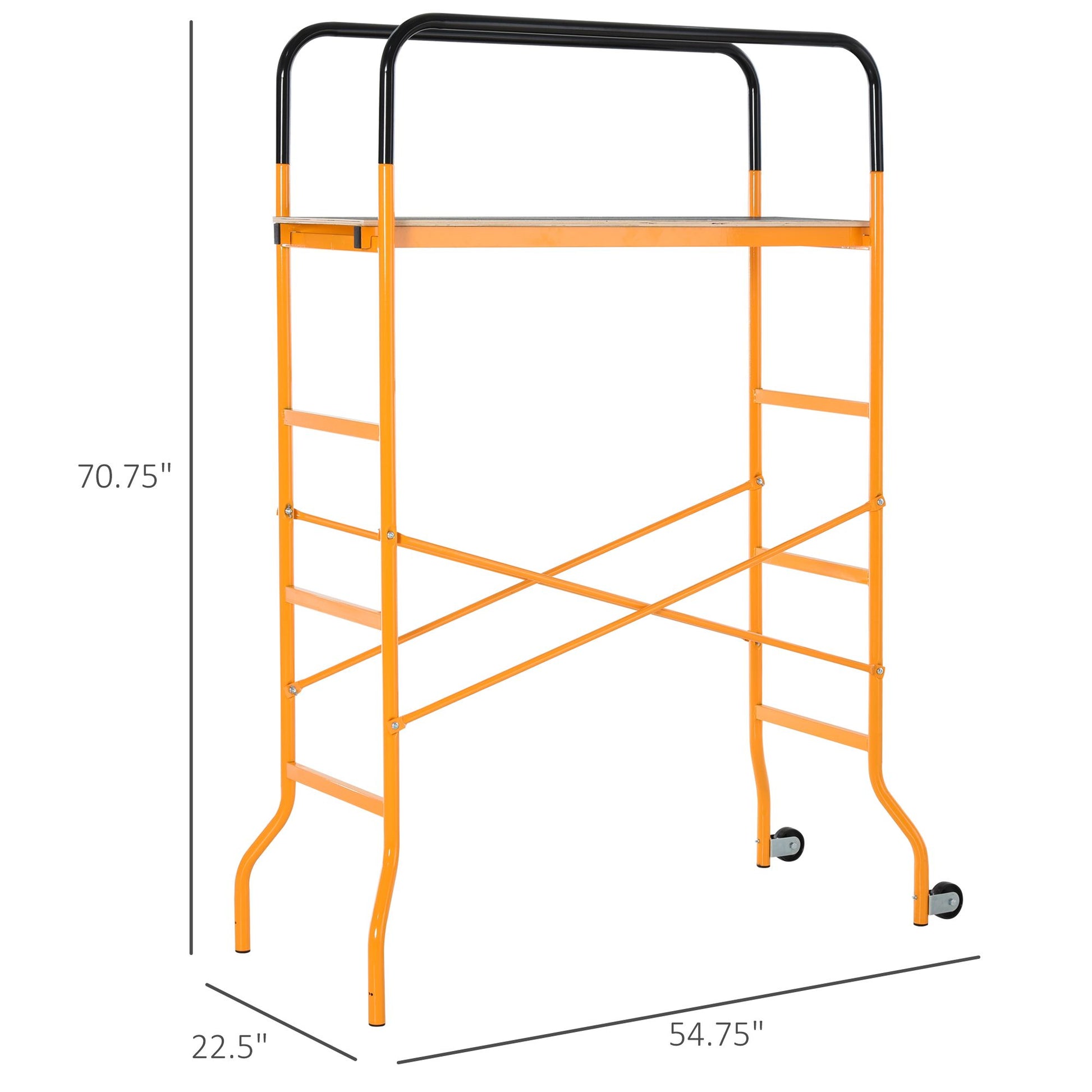 HOMCOM 4-Step Steel Mobile Scaffold Work Platform, Black & Yellow