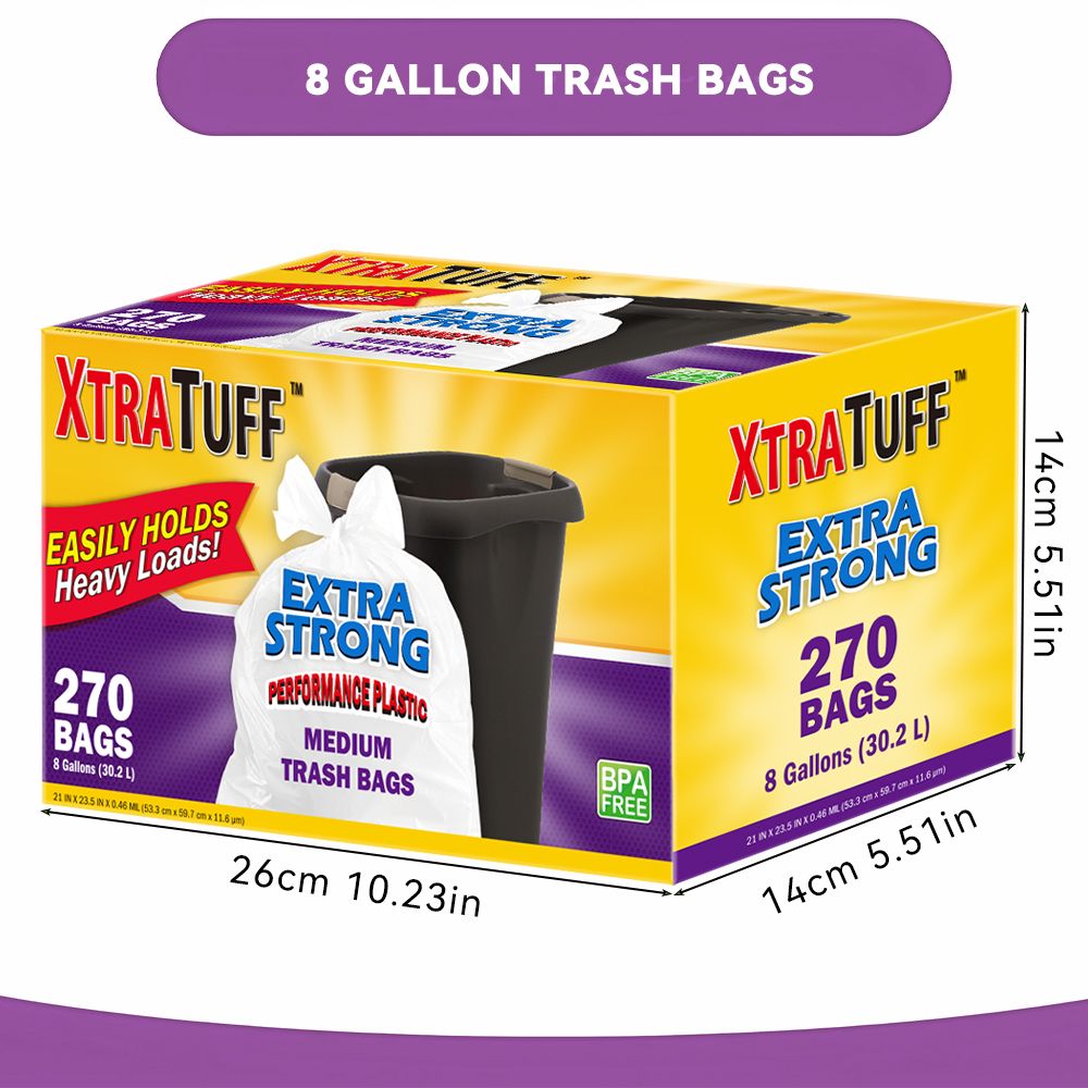 270-Count 8-Gallon Drawstring Garbage Bags, Lemon Mint Scent - product view 3