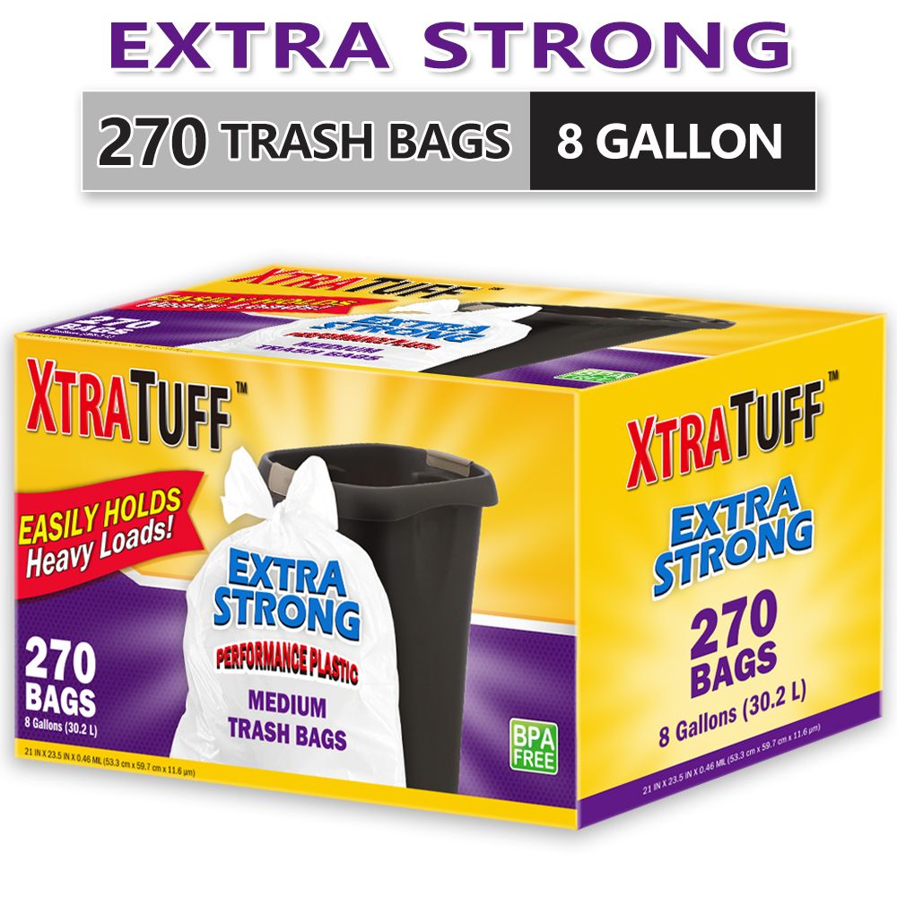 270-Count 8-Gallon Drawstring Garbage Bags, Lemon Mint Scent