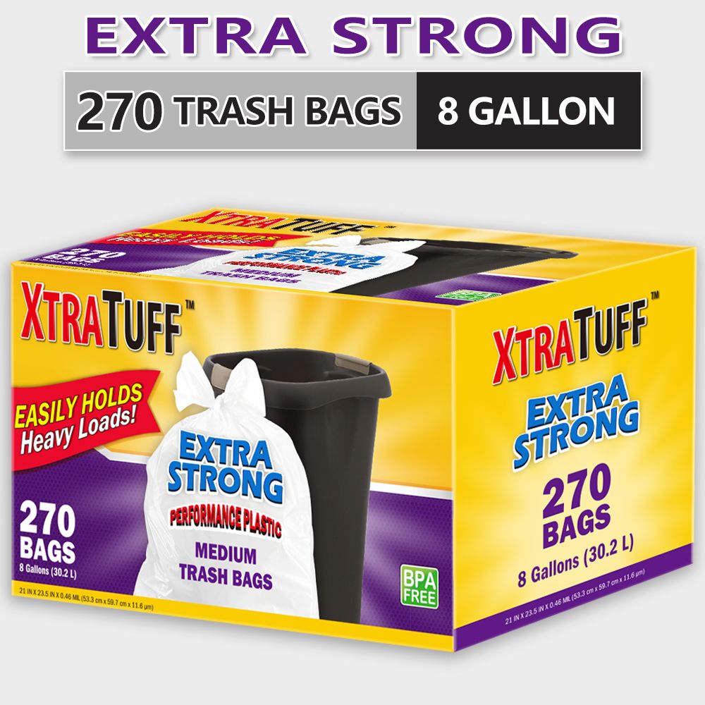 270-Count 8-Gallon Drawstring Garbage Bags, Lemon Mint Scent - product view 2