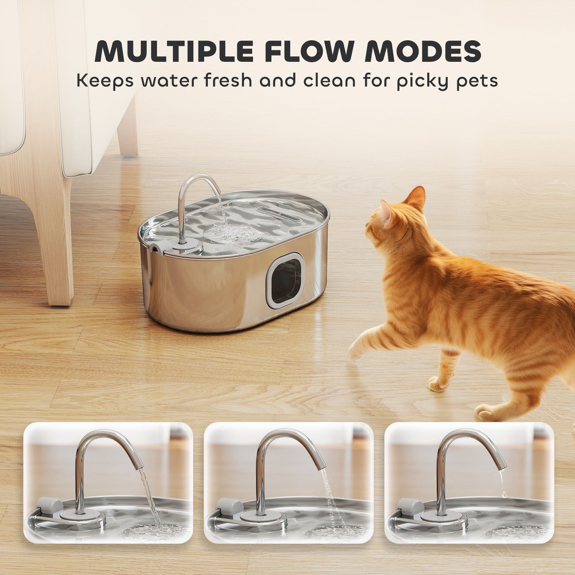 PawHut 7L Stainless Steel Pet Water Fountain with Filters and Quiet Pump - product view 7