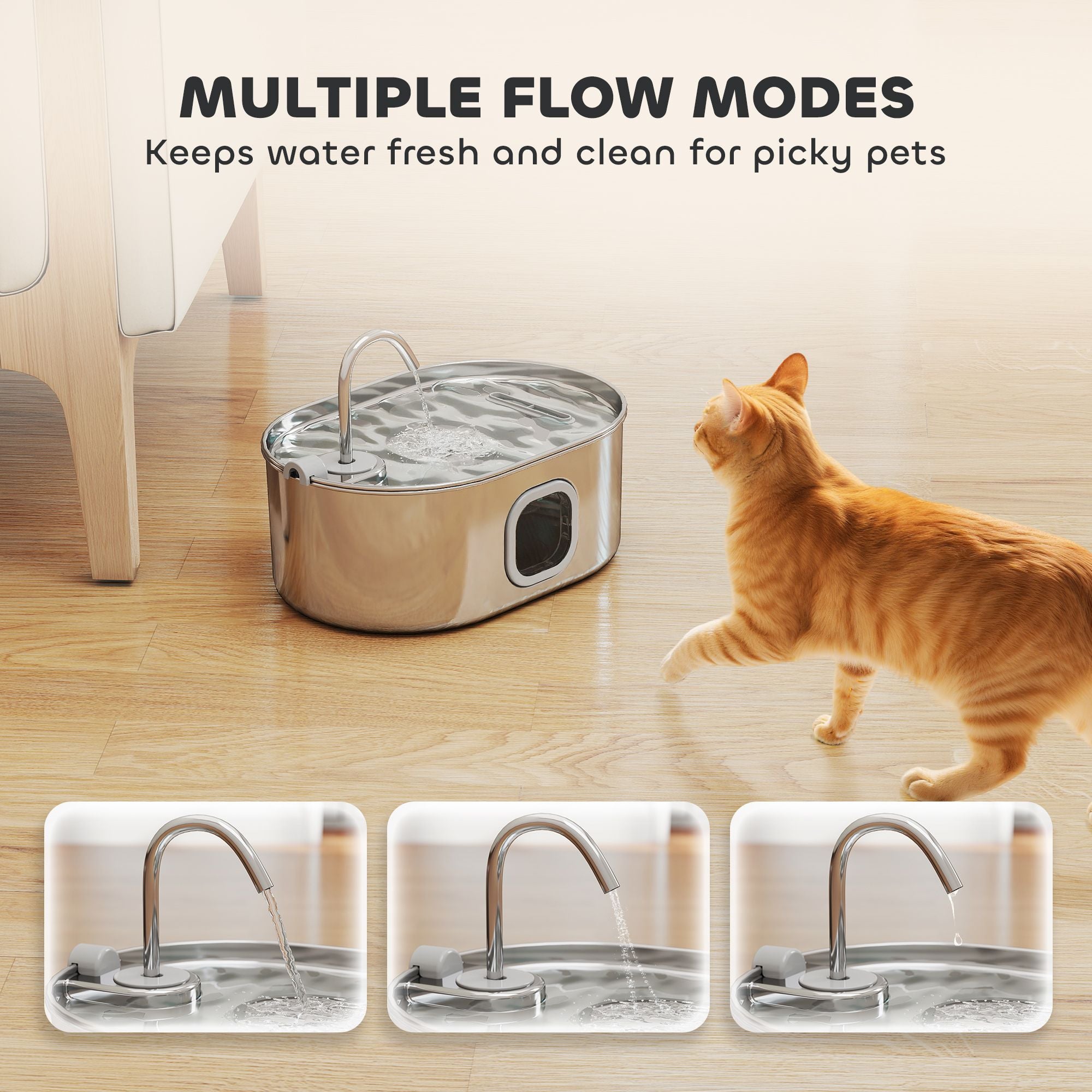 PawHut 7L Stainless Steel Pet Water Fountain with Filters and Quiet Pump - product view 7