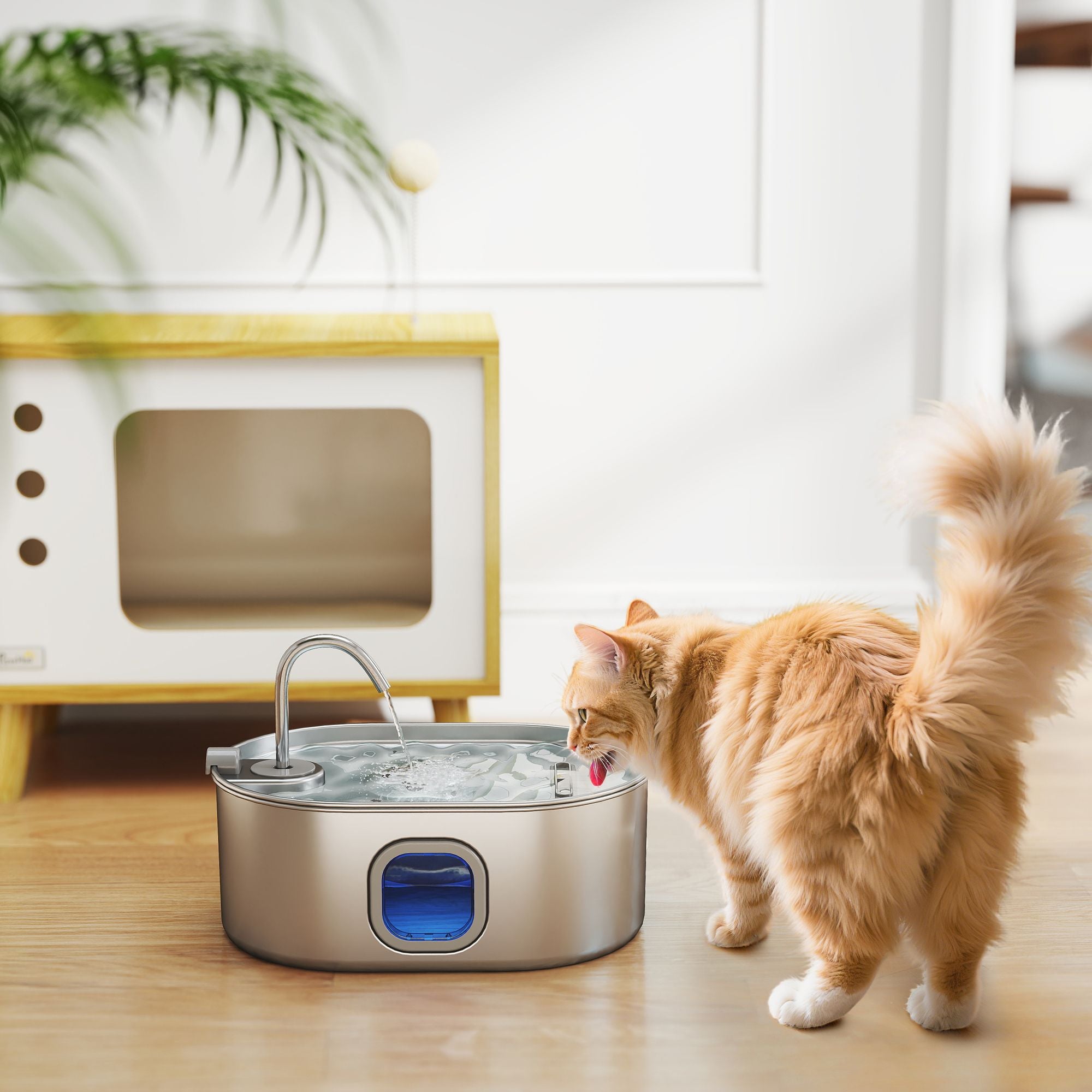 PawHut 7L Stainless Steel Pet Water Fountain with Filters and Quiet Pump - product view 10
