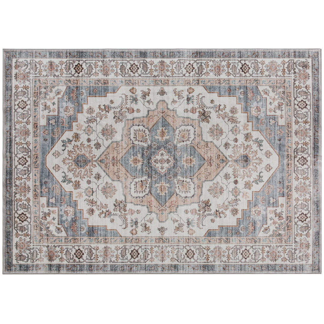HOMCOM 4 x 6 ft Vintage Washable Area Rug with Non-Slip Backing