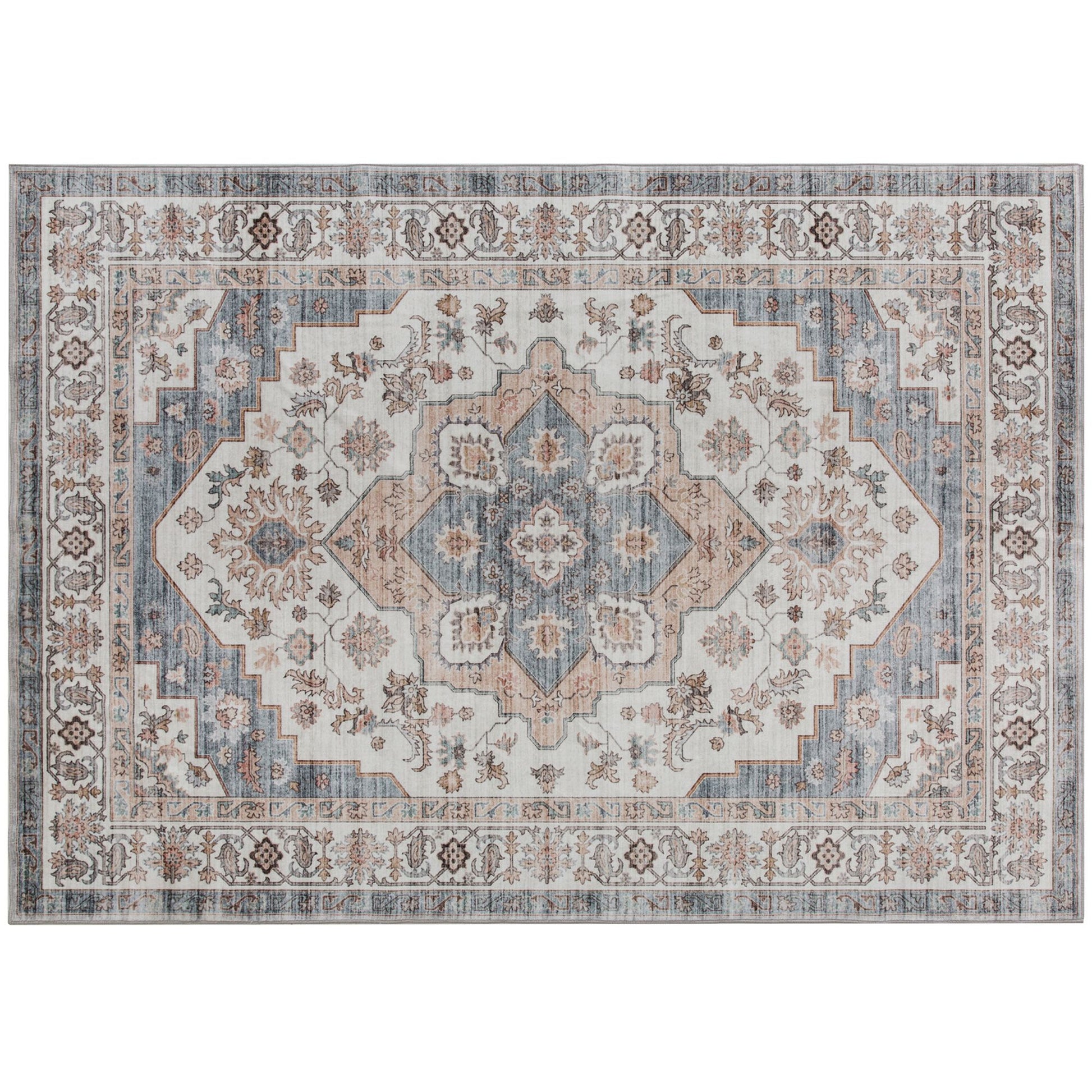 HOMCOM 4 x 6 ft Vintage Washable Area Rug with Non-Slip Backing