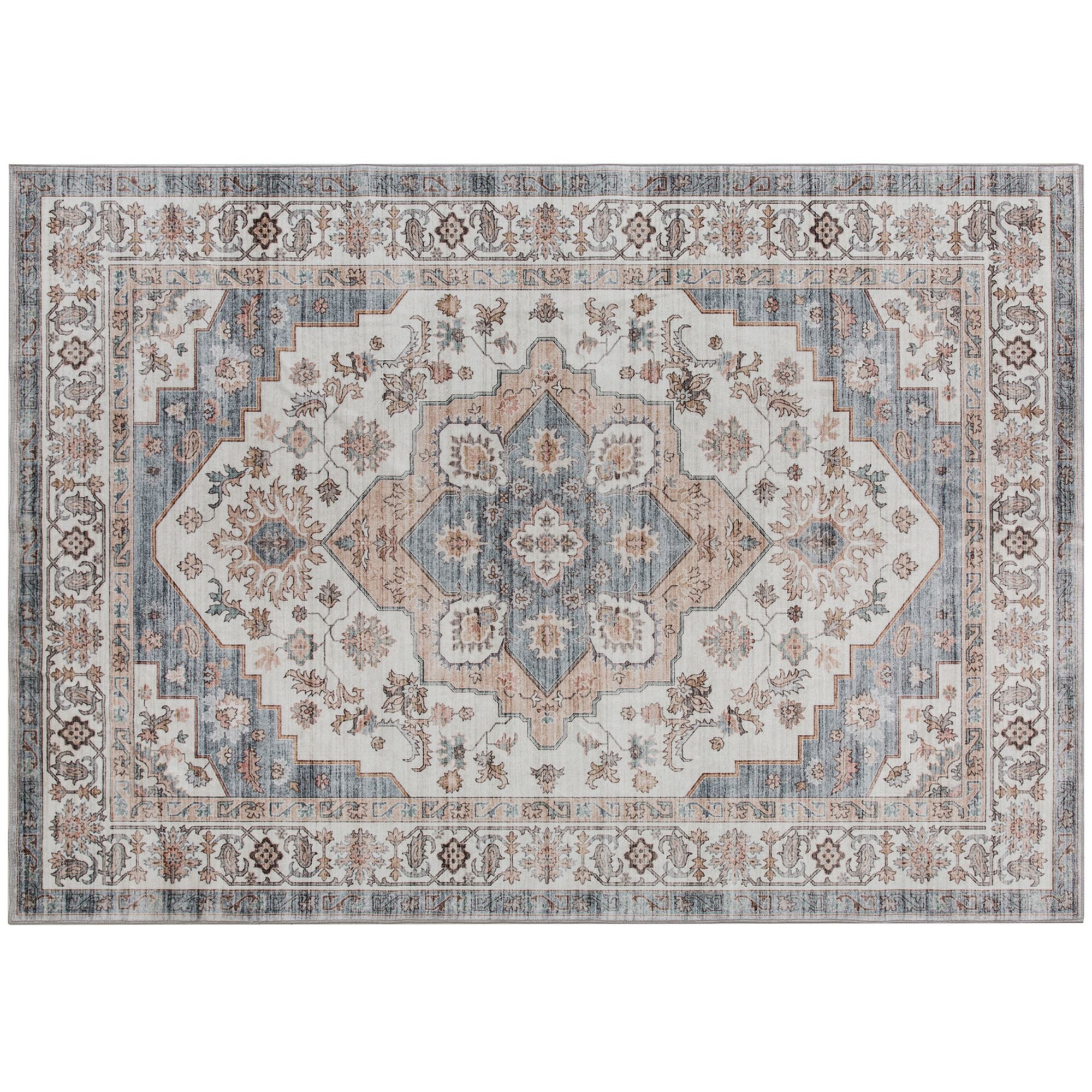 HOMCOM 4 x 6 ft Vintage Washable Area Rug with Non-Slip Backing