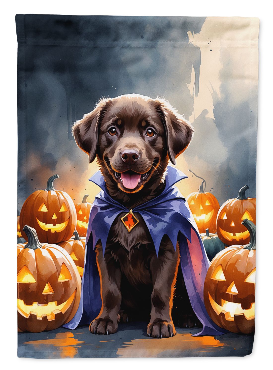 Chocolate Labrador Retriever Puppy Halloween House Flag House-Size Decorative Flag