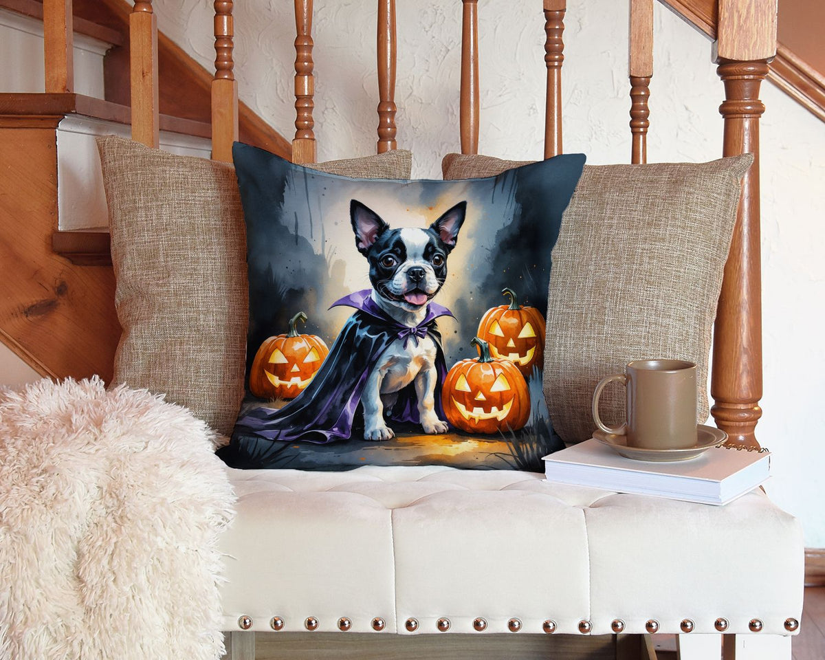 Boston Terrier Puppy Halloween Throw Pillow Indoor/Outdoor Decorative Throw Pillow, 14 x 14 in - product view 5