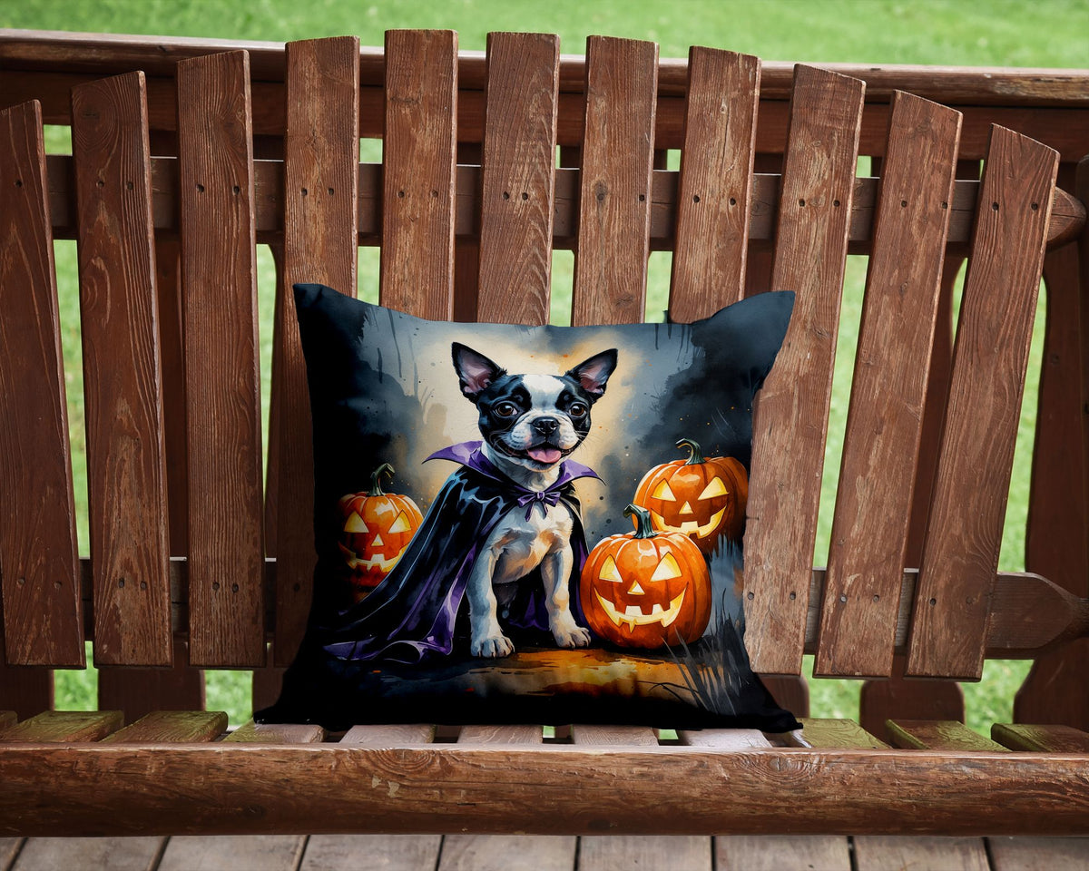 Boston Terrier Puppy Halloween Throw Pillow Indoor/Outdoor Decorative Throw Pillow, 14 x 14 in - product view 4