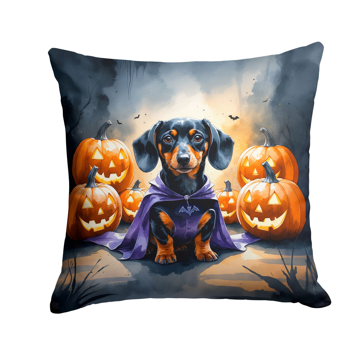Dachshund Puppy Halloween Throw Pillow Indoor/Outdoor Decorative Throw Pillow, 14 x 14 in