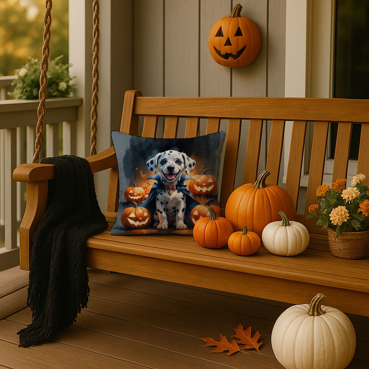 Dalmatian Puppy Halloween Throw Pillow Indoor/Outdoor Decorative Throw Pillow, 14 x 14 in - product view 2