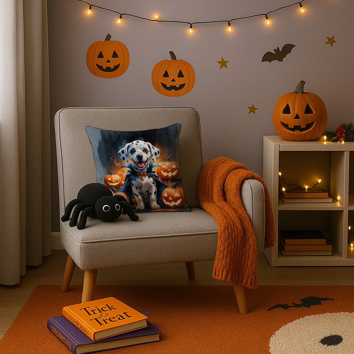 Dalmatian Puppy Halloween Throw Pillow Indoor/Outdoor Decorative Throw Pillow, 14 x 14 in - product view 3