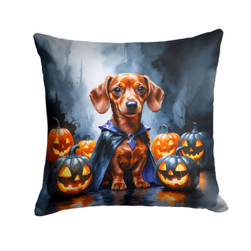 Red Dachshund Puppy Halloween Throw Pillow Indoor/Outdoor Decorative Throw Pillow, 14 x 14 in