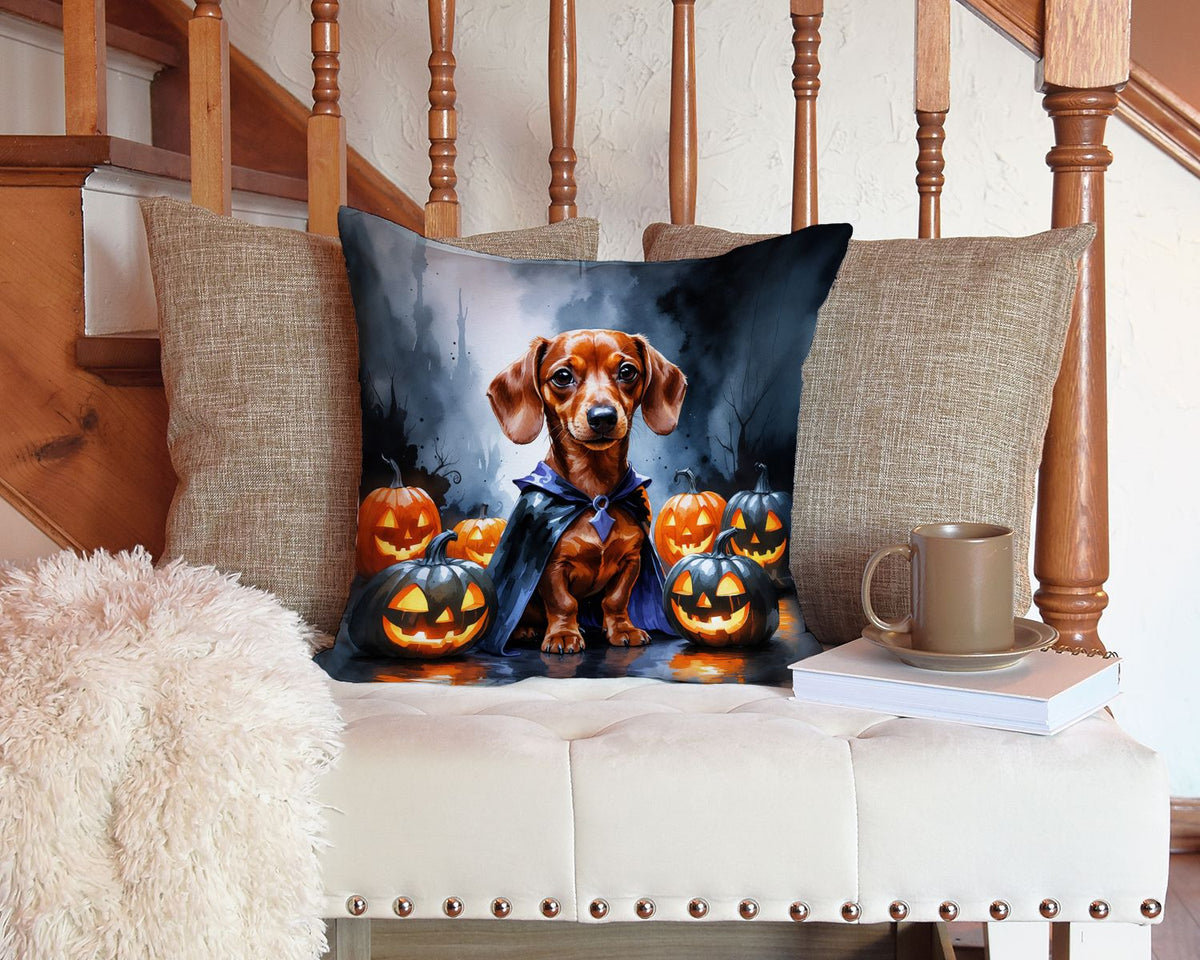 Red Dachshund Puppy Halloween Throw Pillow Indoor/Outdoor Decorative Throw Pillow, 14 x 14 in - product view 5
