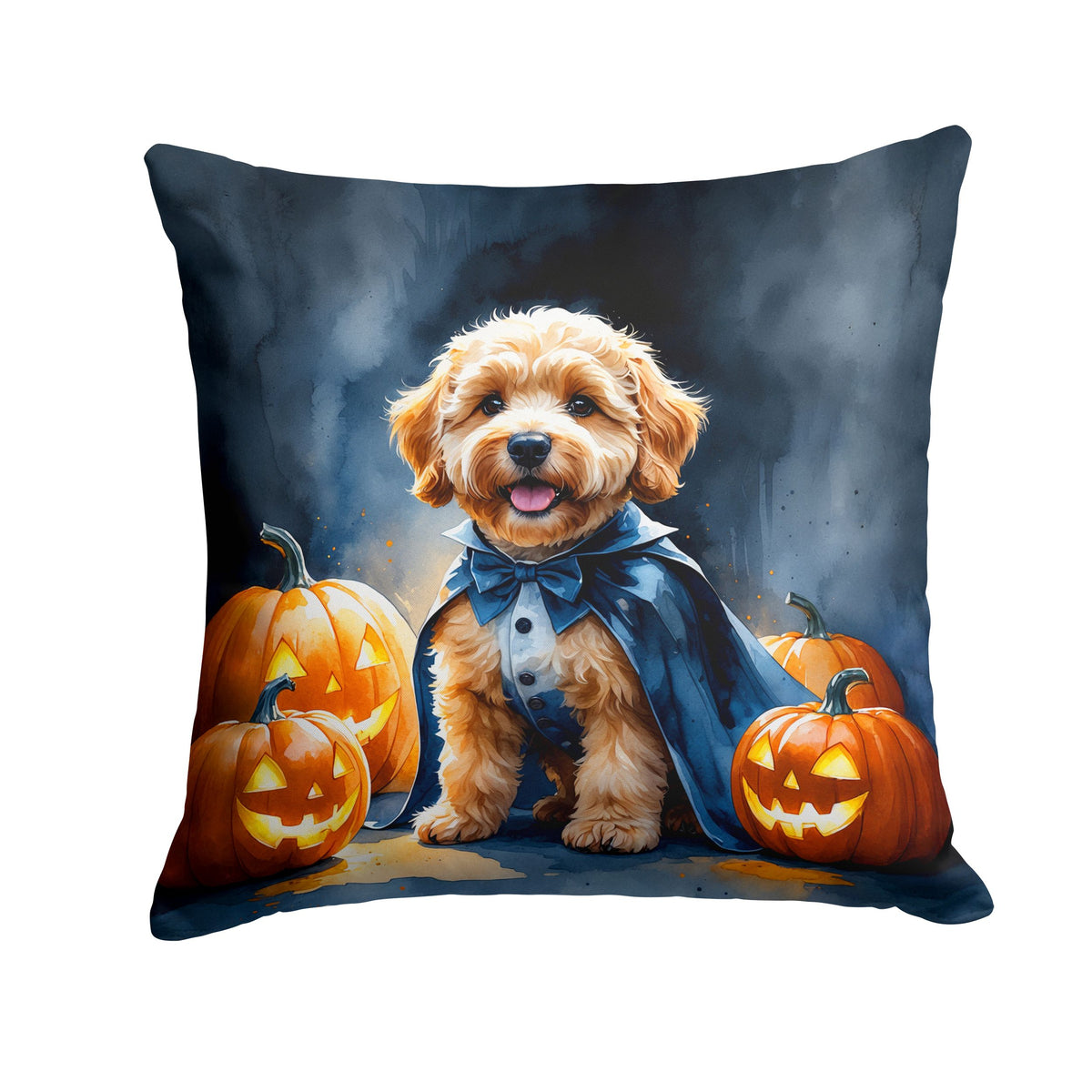 Goldendoodle Puppy Halloween Throw Pillow Indoor/Outdoor Decorative Throw Pillow, 14 x 14 in
