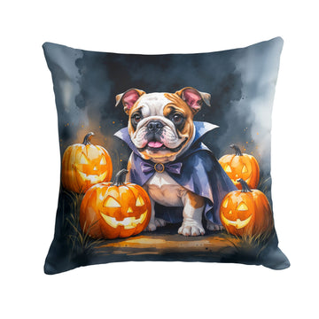 English Bulldog Puppy Halloween Throw Pillow Indoor/Outdoor Decorative Throw Pillow, 14 x 14 in