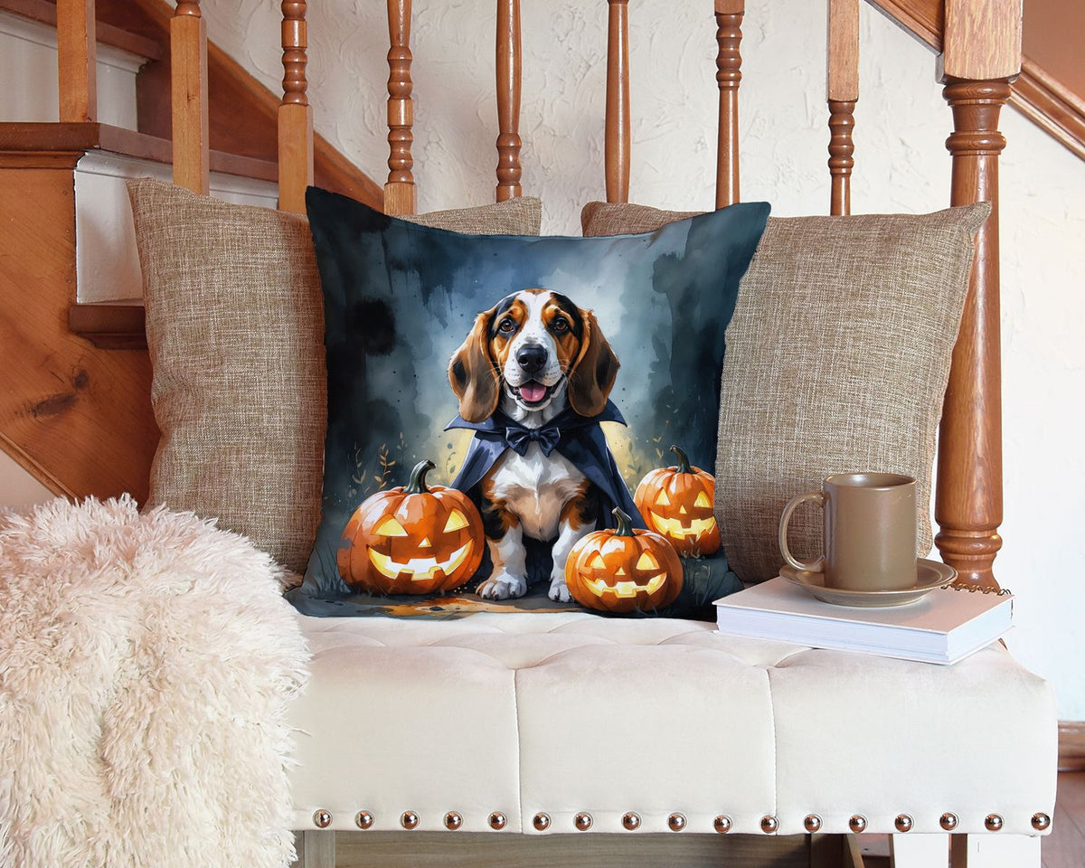 Basset Hound Puppy Halloween Throw Pillow Indoor/Outdoor Decorative Throw Pillow, 14 x 14 in - product view 5