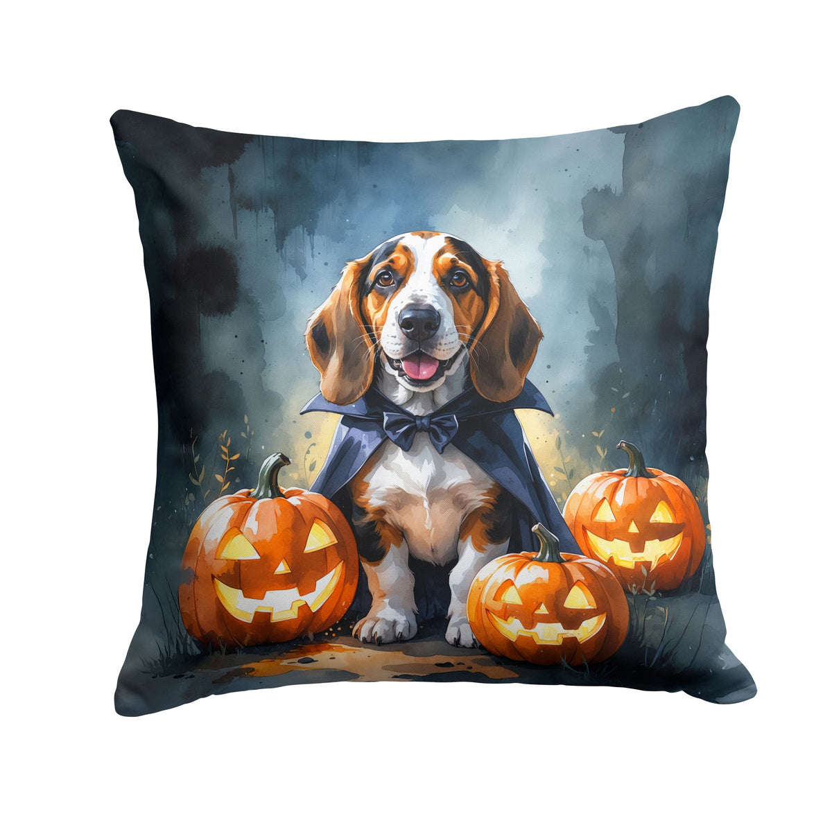 Basset Hound Puppy Halloween Throw Pillow Indoor/Outdoor Decorative Throw Pillow, 14 x 14 in