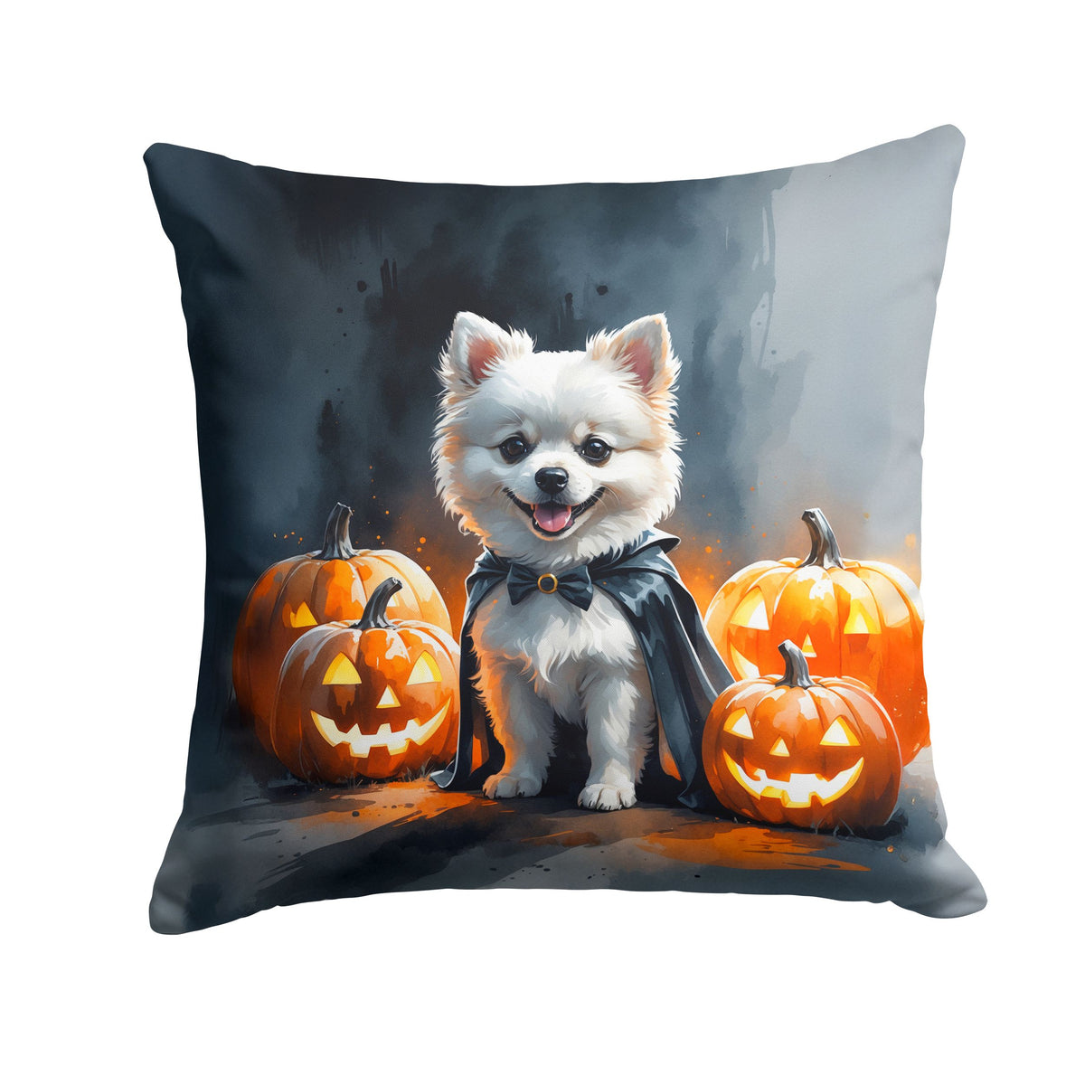 White Pomeranian Puppy Halloween Throw Pillow Indoor/Outdoor Decorative Throw Pillow, 18 x 18 in