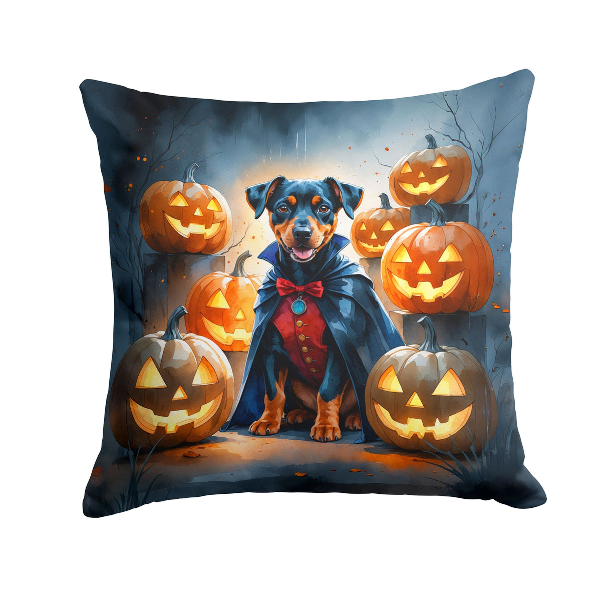 Doberman Pinscher Puppy Halloween Throw Pillow Indoor/Outdoor Decorative Throw Pillow, 18 x 18 in