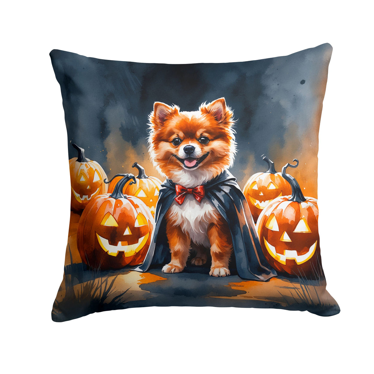 Pomeranian Puppy Halloween Throw Pillow Indoor/Outdoor Decorative Throw Pillow, 14 x 14 in
